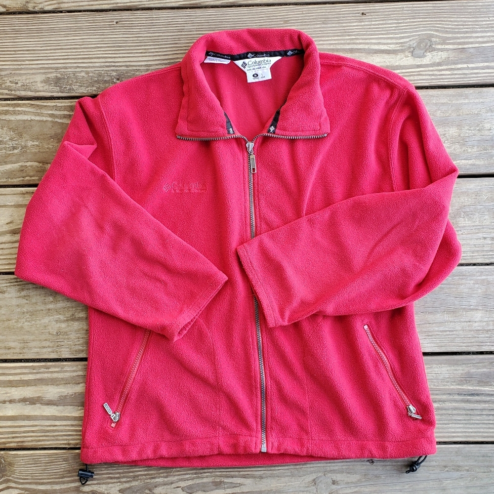 COLUMBIA SPORTSWEAR Vintage 80s Women's Bright Red Fleece Jacket Full Zip M